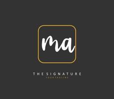 M A MA Initial letter handwriting and  signature logo. A concept handwriting initial logo with template element. vector