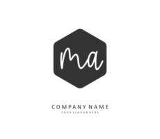 M A MA Initial letter handwriting and  signature logo. A concept handwriting initial logo with template element. vector