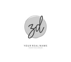 ZD Initial letter handwriting and  signature logo. A concept handwriting initial logo with template element. vector