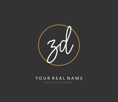 ZD Initial letter handwriting and  signature logo. A concept handwriting initial logo with template element. vector