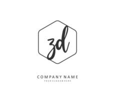 ZD Initial letter handwriting and  signature logo. A concept handwriting initial logo with template element. vector