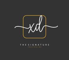 XD Initial letter handwriting and  signature logo. A concept handwriting initial logo with template element. vector