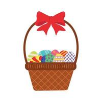 Basket with Easter eggs vector