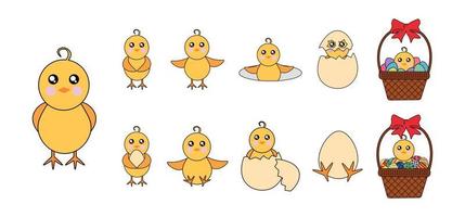 Easter chicks set vector