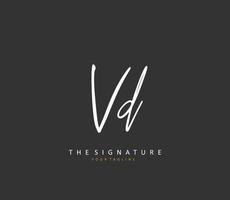 VD Initial letter handwriting and  signature logo. A concept handwriting initial logo with template element. vector