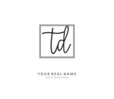 TD Initial letter handwriting and  signature logo. A concept handwriting initial logo with template element. vector