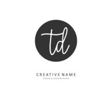 TD Initial letter handwriting and  signature logo. A concept handwriting initial logo with template element. vector