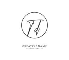 TD Initial letter handwriting and  signature logo. A concept handwriting initial logo with template element. vector