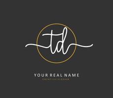 TD Initial letter handwriting and  signature logo. A concept handwriting initial logo with template element. vector