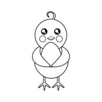 Coloring chicken holds an egg vector