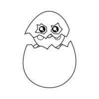 Coloring chicken is sitting in an egg shell in a mask from a shell vector