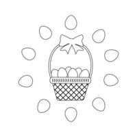 Coloring page Easter basket with a circle of eggs vector