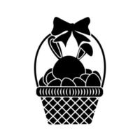 Glyph easter basket with bunny and eggs vector