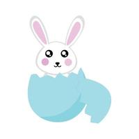 Rabbit sits in an eggshell vector