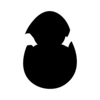 Silhouette of a chicken sitting in an eggshell with a shell on its head vector