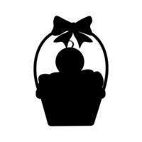 Silhouette Easter basket with chick and eggs vector