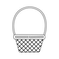 Coloring wicker basket on a white background vector