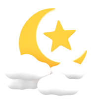 3D Crescent Moon for Ramadan Celebration. Object on a transparent background png