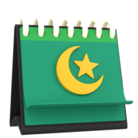 3d islámico calendario para Ramadán celebracion. objeto en un transparente antecedentes png