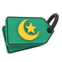 3D Price Tag for Ramadan Celebration. Object on a transparent background png