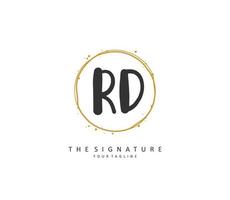 RD Initial letter handwriting and  signature logo. A concept handwriting initial logo with template element. vector