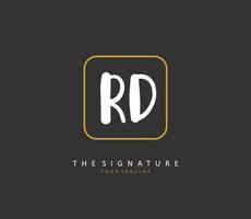 RD Initial letter handwriting and  signature logo. A concept handwriting initial logo with template element. vector