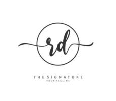 RD Initial letter handwriting and  signature logo. A concept handwriting initial logo with template element. vector