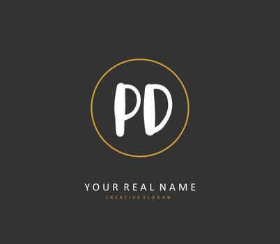 PD Initial letter handwriting and  signature logo. A concept handwriting initial logo with template element. vector