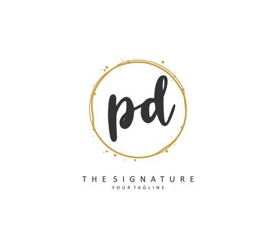 PD Initial letter handwriting and  signature logo. A concept handwriting initial logo with template element. vector
