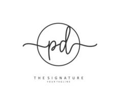 PD Initial letter handwriting and  signature logo. A concept handwriting initial logo with template element. vector