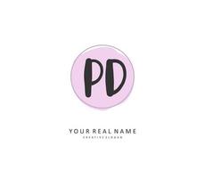 PD Initial letter handwriting and  signature logo. A concept handwriting initial logo with template element. vector