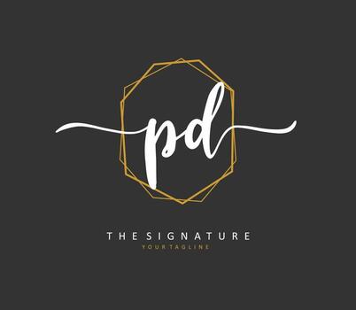 PD Initial letter handwriting and  signature logo. A concept handwriting initial logo with template element. vector