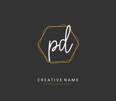 PD Initial letter handwriting and  signature logo. A concept handwriting initial logo with template element. vector