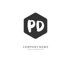 PD Initial letter handwriting and  signature logo. A concept handwriting initial logo with template element. vector