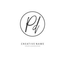PD Initial letter handwriting and  signature logo. A concept handwriting initial logo with template element. vector