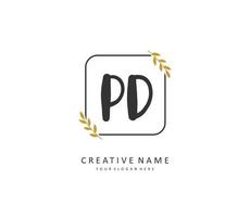 PD Initial letter handwriting and  signature logo. A concept handwriting initial logo with template element. vector
