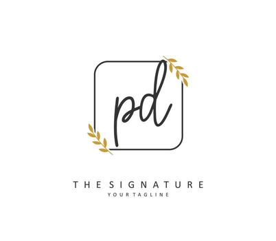 PD Initial letter handwriting and  signature logo. A concept handwriting initial logo with template element. vector