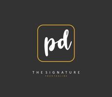 PD Initial letter handwriting and  signature logo. A concept handwriting initial logo with template element. vector