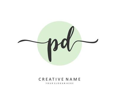 PD Initial letter handwriting and  signature logo. A concept handwriting initial logo with template element. vector