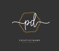 PD Initial letter handwriting and  signature logo. A concept handwriting initial logo with template element. vector