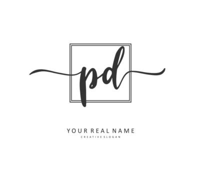 PD Initial letter handwriting and  signature logo. A concept handwriting initial logo with template element. vector