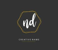 ND Initial letter handwriting and  signature logo. A concept handwriting initial logo with template element. vector