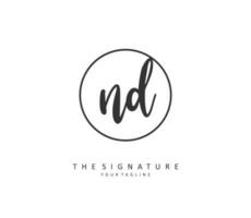 ND Initial letter handwriting and  signature logo. A concept handwriting initial logo with template element. vector