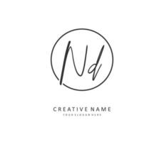 ND Initial letter handwriting and  signature logo. A concept handwriting initial logo with template element. vector