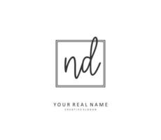 ND Initial letter handwriting and  signature logo. A concept handwriting initial logo with template element. vector