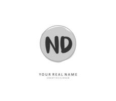 ND Initial letter handwriting and  signature logo. A concept handwriting initial logo with template element. vector