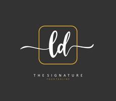 LD Initial letter handwriting and  signature logo. A concept handwriting initial logo with template element. vector