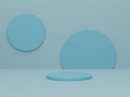 Cylinder podium on light blue background. Abstract minimal scene with geometric forms. Mock up scene to show cosmetic products presentation. 3d rendering, 3d illustration photo