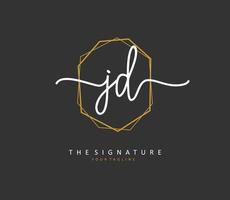 JD Initial letter handwriting and  signature logo. A concept handwriting initial logo with template element. vector