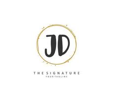 JD Initial letter handwriting and  signature logo. A concept handwriting initial logo with template element. vector